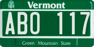 VT license plate ABO117