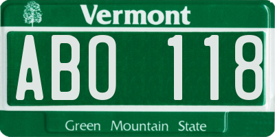 VT license plate ABO118