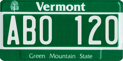 VT license plate ABO120