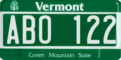 VT license plate ABO122