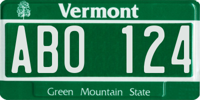 VT license plate ABO124