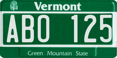 VT license plate ABO125