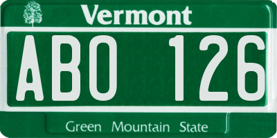 VT license plate ABO126