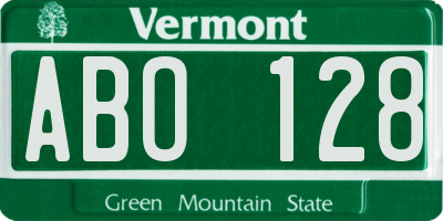 VT license plate ABO128