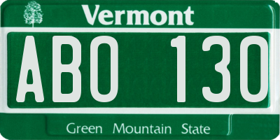 VT license plate ABO130