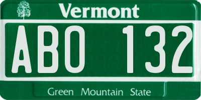 VT license plate ABO132