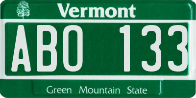 VT license plate ABO133