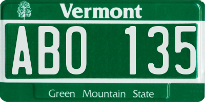 VT license plate ABO135