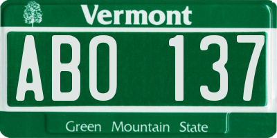 VT license plate ABO137