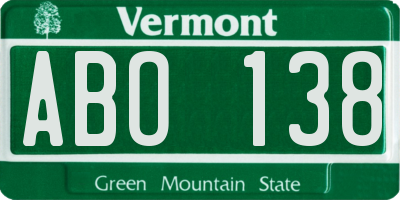 VT license plate ABO138