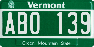 VT license plate ABO139