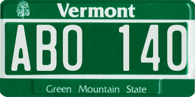 VT license plate ABO140