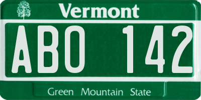 VT license plate ABO142