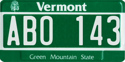 VT license plate ABO143