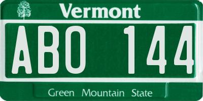 VT license plate ABO144