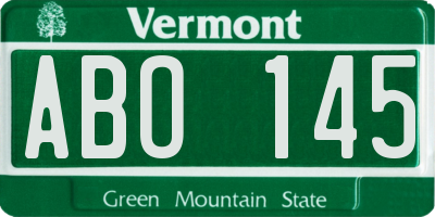 VT license plate ABO145