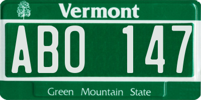 VT license plate ABO147