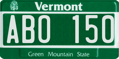 VT license plate ABO150