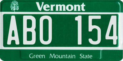 VT license plate ABO154