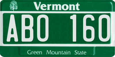 VT license plate ABO160