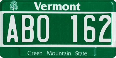 VT license plate ABO162