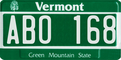 VT license plate ABO168