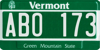 VT license plate ABO173