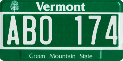 VT license plate ABO174