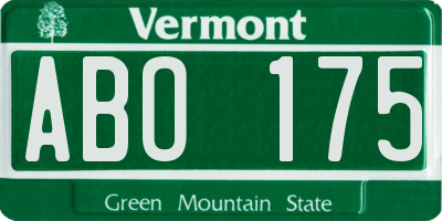 VT license plate ABO175