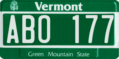 VT license plate ABO177