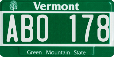 VT license plate ABO178