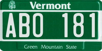 VT license plate ABO181