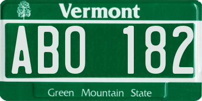 VT license plate ABO182