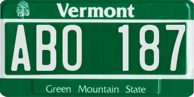 VT license plate ABO187