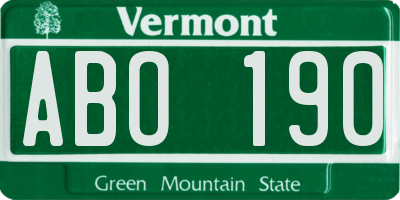 VT license plate ABO190