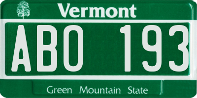 VT license plate ABO193