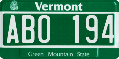 VT license plate ABO194