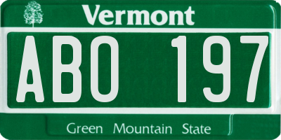 VT license plate ABO197