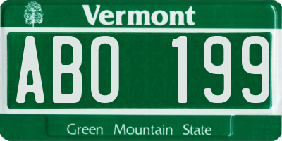 VT license plate ABO199