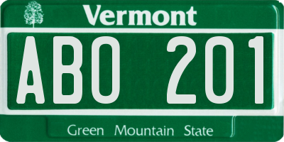 VT license plate ABO201