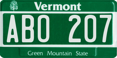 VT license plate ABO207