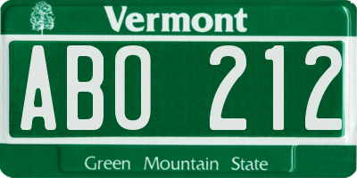 VT license plate ABO212