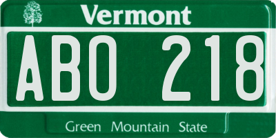 VT license plate ABO218