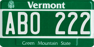 VT license plate ABO222