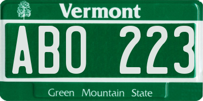 VT license plate ABO223