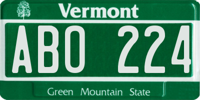 VT license plate ABO224