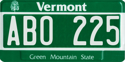 VT license plate ABO225