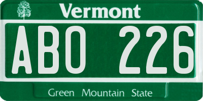 VT license plate ABO226