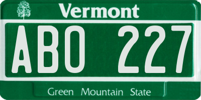 VT license plate ABO227