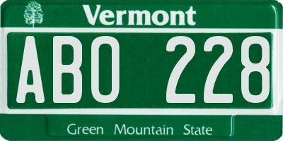 VT license plate ABO228